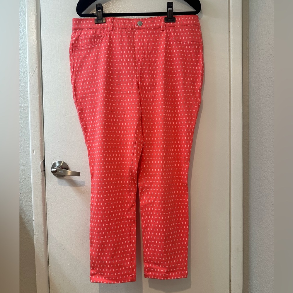 Rafaella Women's Coral Colored Patterned Chinos